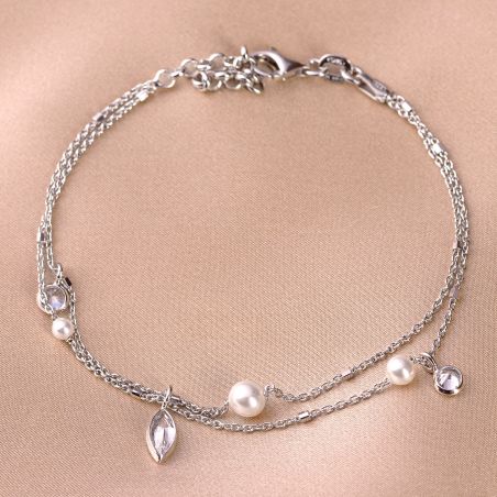 Sterling Silver Bracelet Desire Pearl & Cristals