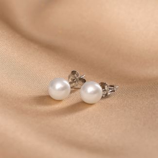 Cercei argint Mimimal S perle albe