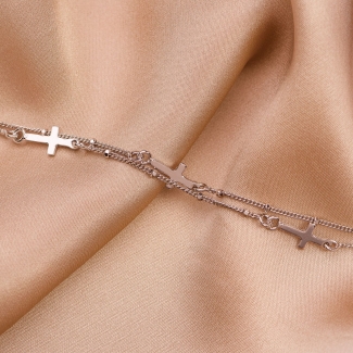 Sterling Silver Bracelet DB Cross