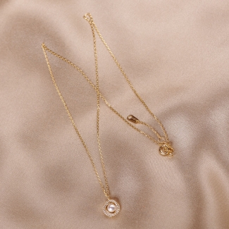 Colier argint Flower Pearl