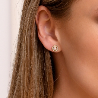 Set cercei si colier din argint Flower Pearl