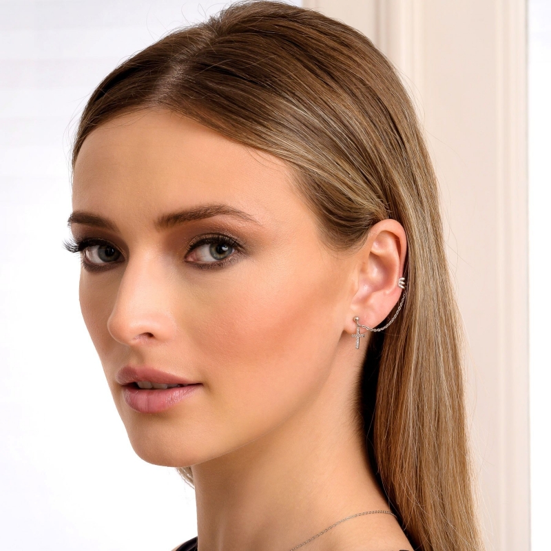 Cercei argint cuff Cross