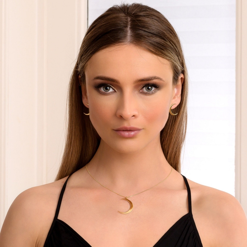 Set cercei si colier argint Moon Gold