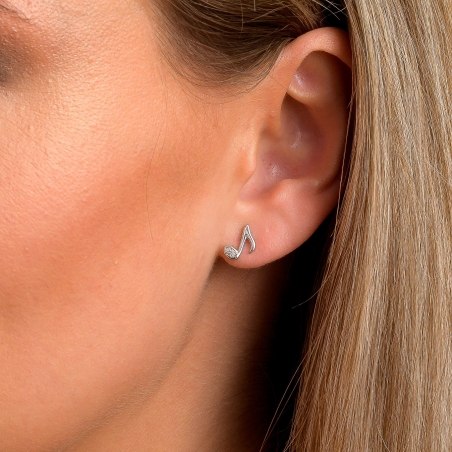 Cercei argint Minimal Music Notes