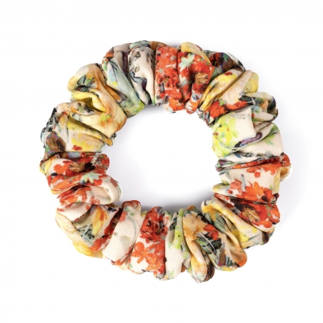 Yellow Roses silk Hair Twist Scrunch