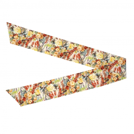 Long Silk Scarf Yellow Roses