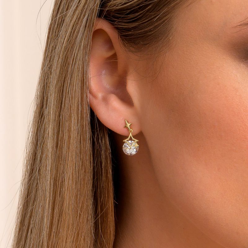 Sterling Gold Silver Earrings Addicted to Star Lights