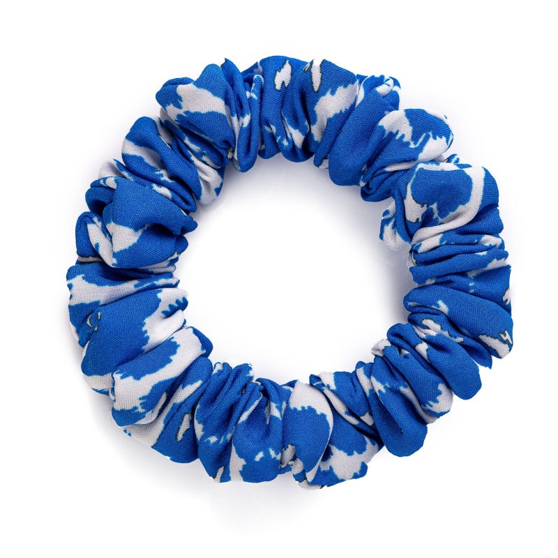 Animal Print Blue azur silk Hair Twist Scrunch