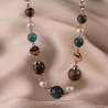 Sterling Silver Necklace Terra bronz agate, turcoaz