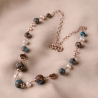 Sterling Silver Necklace Terra bronz agate, turcoaz