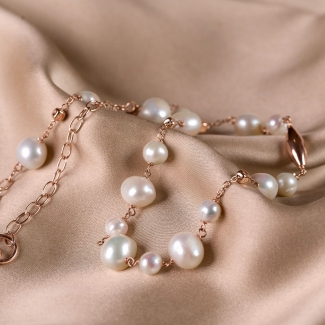 Sterling Silver Necklace J'adore white pearls
