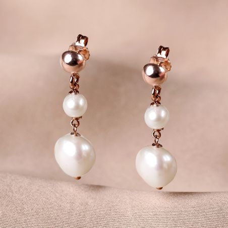 Cercei argint roz 4 Lovely Mood perle albe