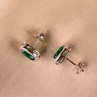 Sterling  Silver Earings  Precious green zirconia