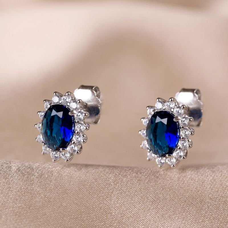 Sterling  Silver Earings  Iconic Royal blue zirconia
