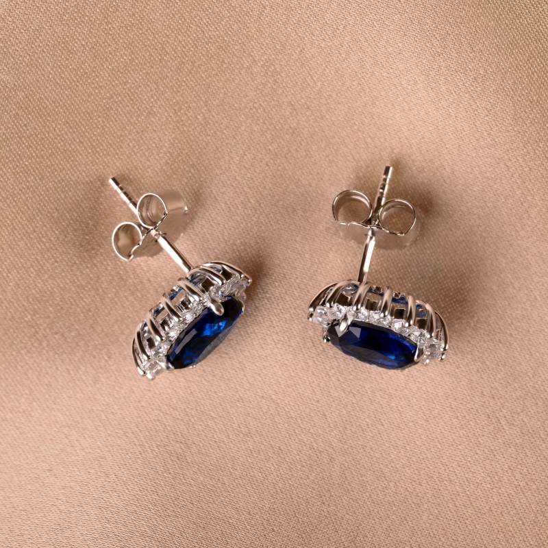 Sterling  Silver Earings  Iconic Royal blue zirconia