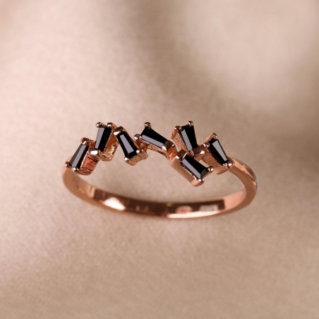 Sterling Silver Ring UnRuled Girl black zirconia