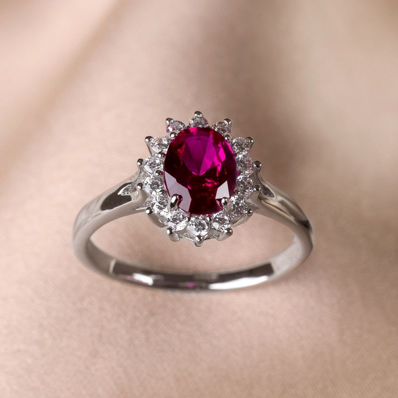 Sterling Silver Ring Iconic Royal Ruby zirconia