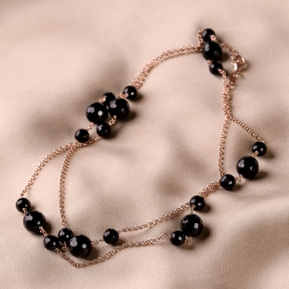 Colier argint 4 Black Dress agate negre