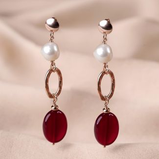 Sterling  Silver Earings  La Belle Veneziana agate and pearls