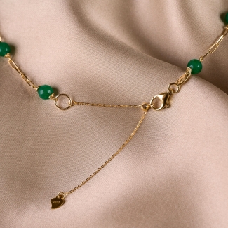 Adjustable Sterling Silver Choker green jade