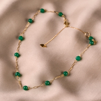 Adjustable Sterling Silver Choker green jade