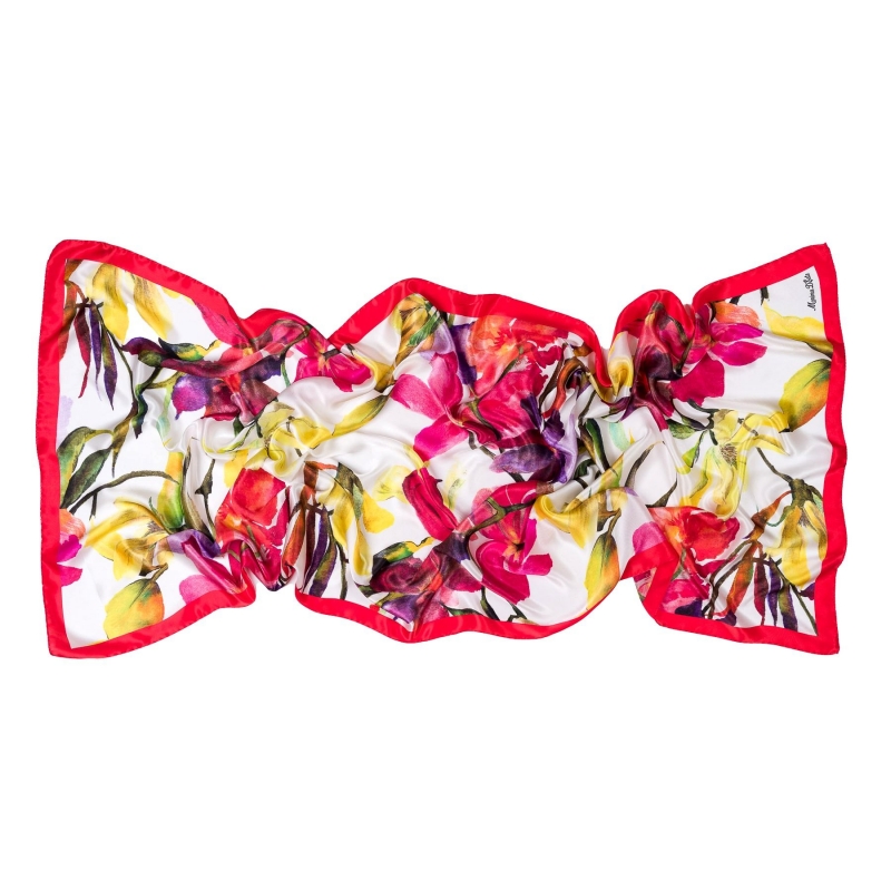 Silk shawl Summer Escapade red