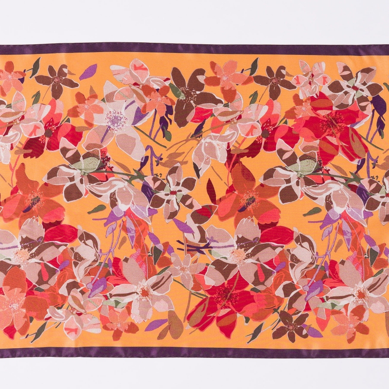 Silk shawl Mirage de Fleur caramel