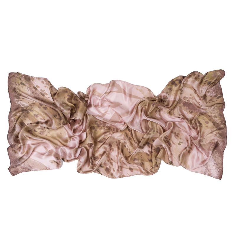 Silk shawl Animal Print café au lait