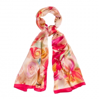 Silk shawl Infinite de Roses peach