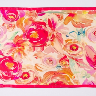 Silk shawl Infinite de Roses peach