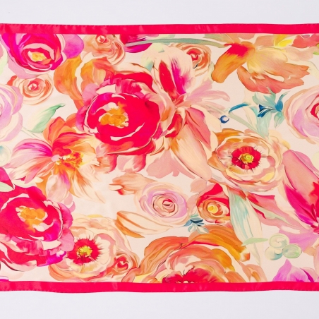 Silk shawl Infinite de Roses peach