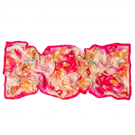 Silk shawl Infinite de Roses peach