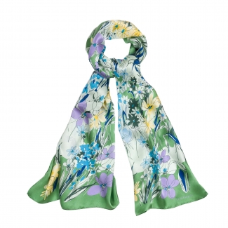 Silk shawl Into the Flowers Dreams green