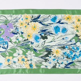 Silk shawl Into the Flowers Dreams green