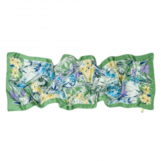 Silk shawl Into the Flowers Dreams green