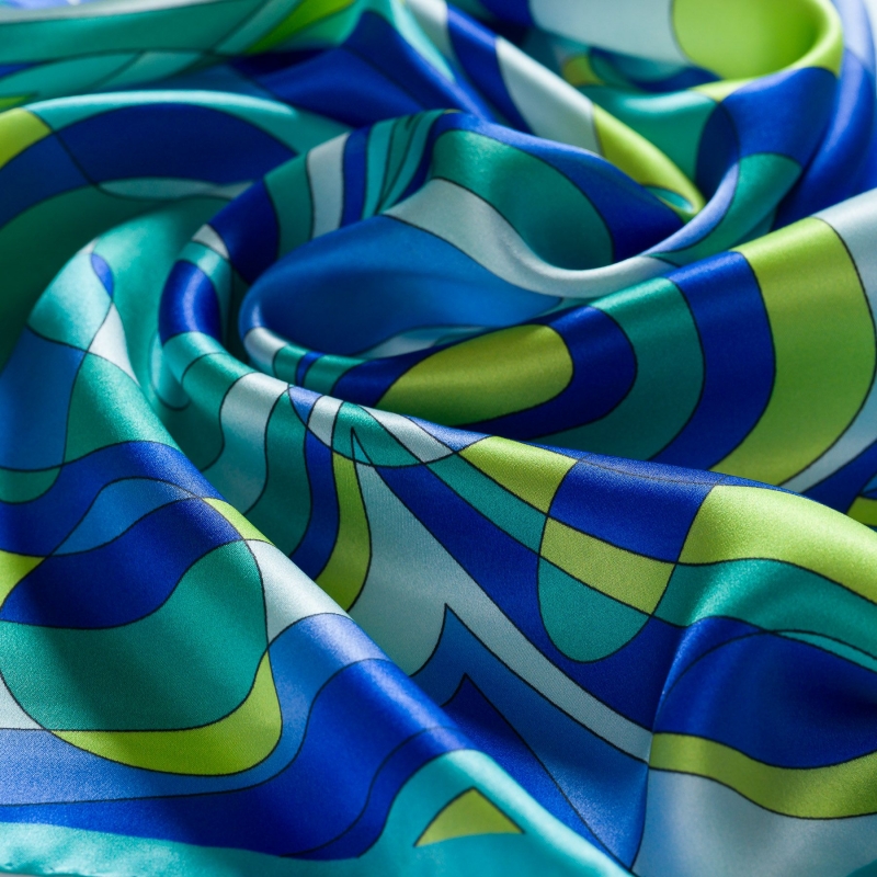 Silk scarf S Mirror Ilusion pop turcoise