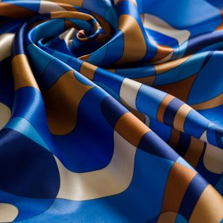 Silk scarf Mirror Ilusion deep blue