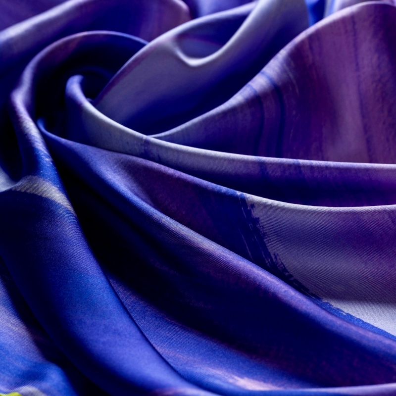 Esarfa matase twill Almost plain blue mauve