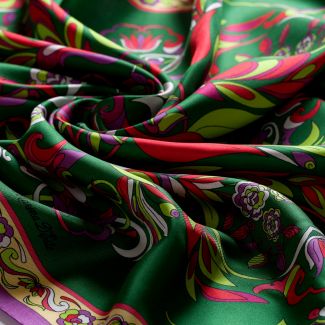 Silk scarf twill M Iconic Signature olive green