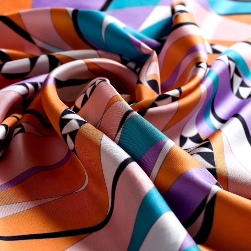 Silk scarf Get Lost in the City orange peach