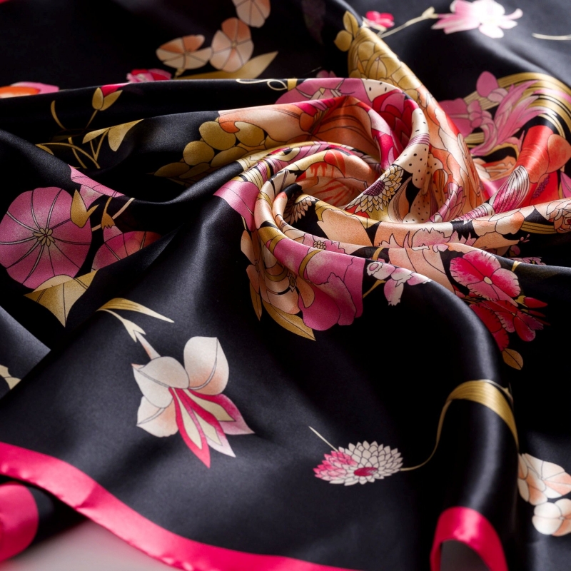 Silk scarf Love Design black