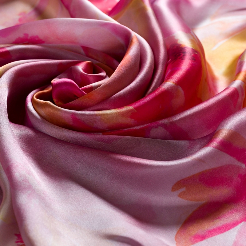 Esarfa matase Temps des Roses rose orange