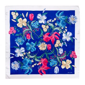Silk scarf Jardin de Reve blue
