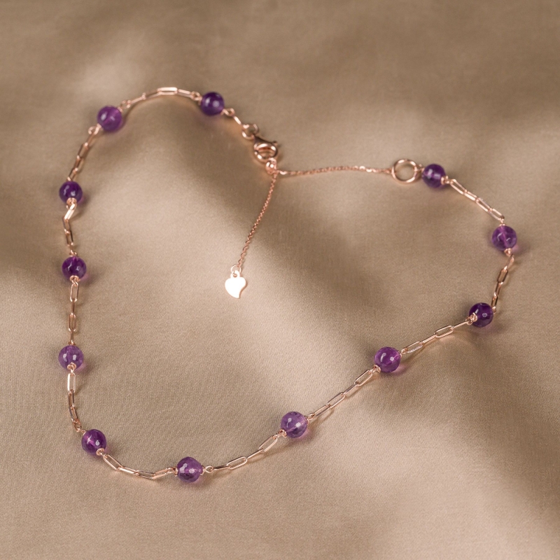 Adjustable Sterling Silver Choker amethyst