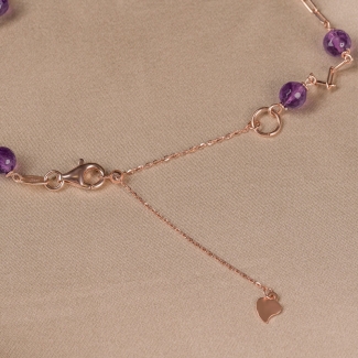 Choker argint roz cu ametist, lantisor culisant