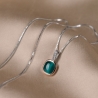 Sterling Silver Necklace Iconic Emerald Cat Eye