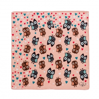 Coral pink owls silk scarf