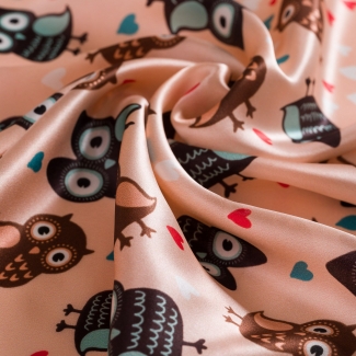 Coral pink owls silk scarf