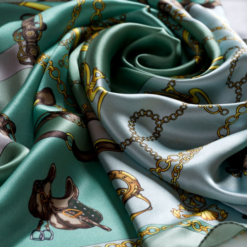 Silk Scarfa Marina D'Este Sienna aqua
