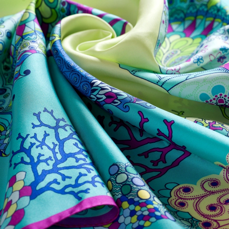 Silk Scarf Mila Schon Bahamas Aqua